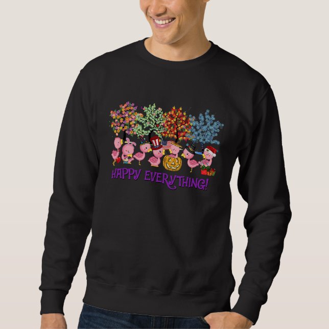 Sudadera Flamingo Happy everything for Thanksgiving Christm (Anverso)