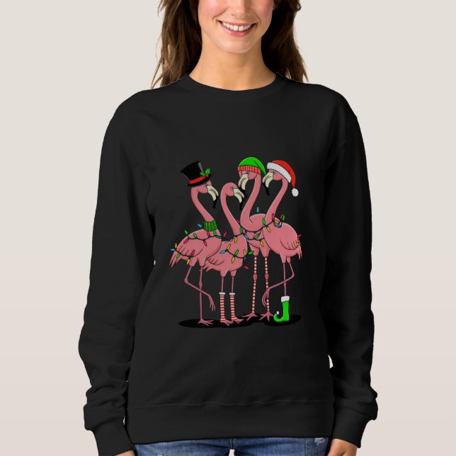 Sudadera Flamingo Merry Christmas Funny Flamingo Lover Rega (Anverso)
