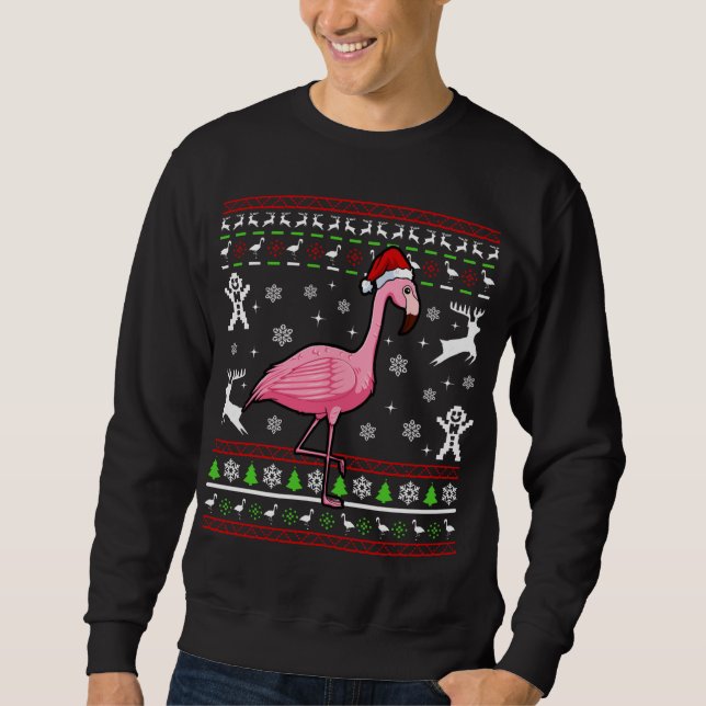 Sudadera Flamingo Navidades feos Pajama Cute Animal X- (Anverso)