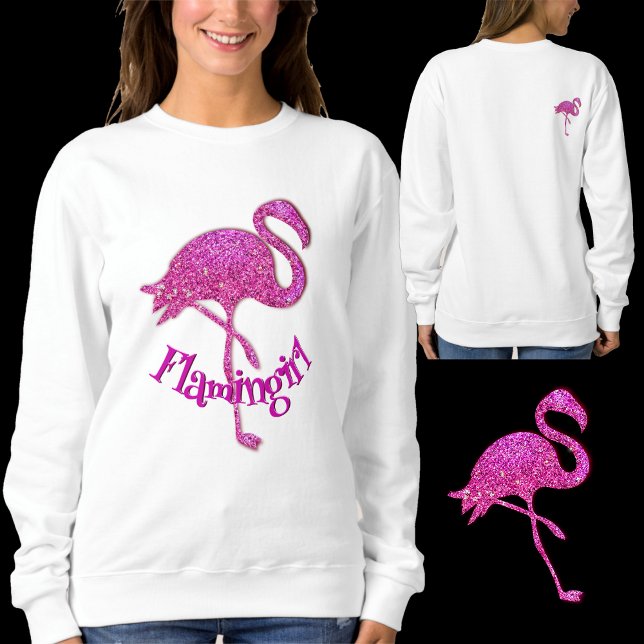 Sudadera Flamingo purpurina rosa - texto personalizable (Subido por el creador)