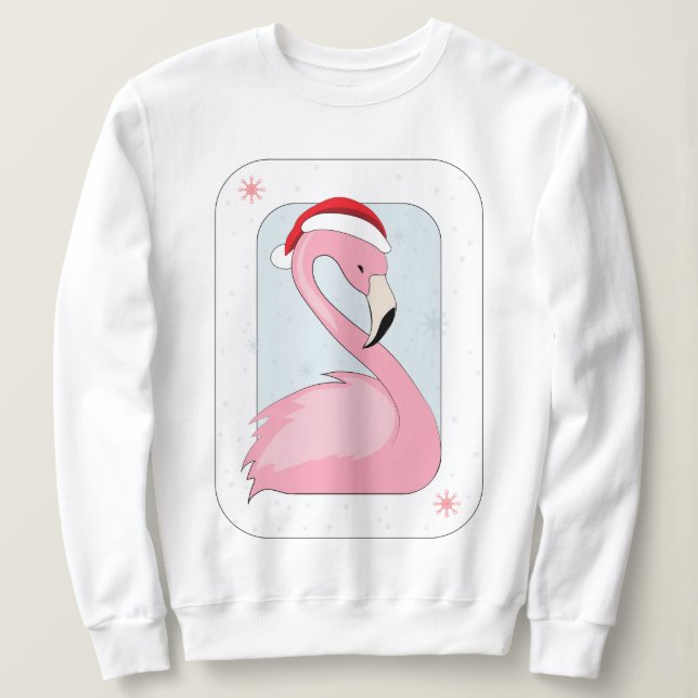 Sudadera Flamingo rosa en Santa Hat (Anverso del diseño)