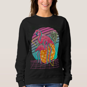 Sudadera Flamingo Rosado Retro Vaporwave Pineapple Tropical