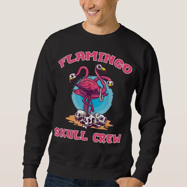 Sudadera Flamingo Skull Crew Halloween Costume Zombie (Anverso)