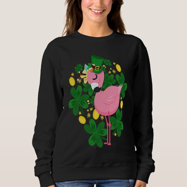 Sudadera Flamingo St Patrick Day Pink Bird (Anverso)
