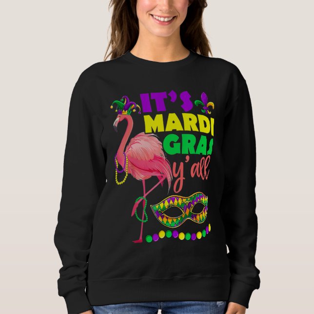 Sudadera Flamingo Su Mardi Gras Carnaval De Yall Gorra W (Anverso)