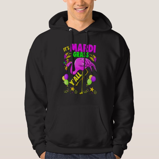Sudadera Flamingo Su Mardi Gras Carnaval De Yall Gorra W (Anverso)