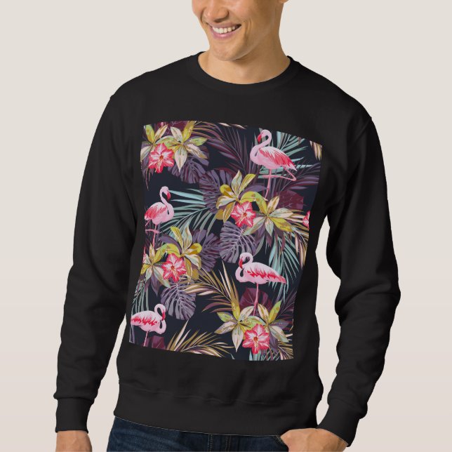 Sudadera Flamingo Tropical: Patrón veraniego sin foco (Anverso)
