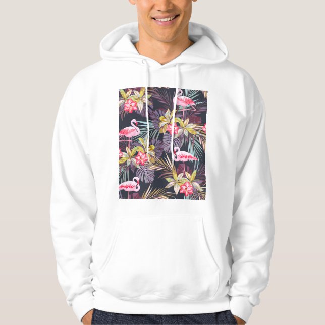 Sudadera Flamingo Tropical: Patrón veraniego sin foco (Anverso)