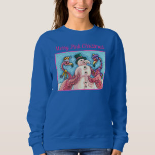 SUDADERA FLAMINGOS DE COLOR ROSA HACEN PÁJAROS DE NAVIDADES