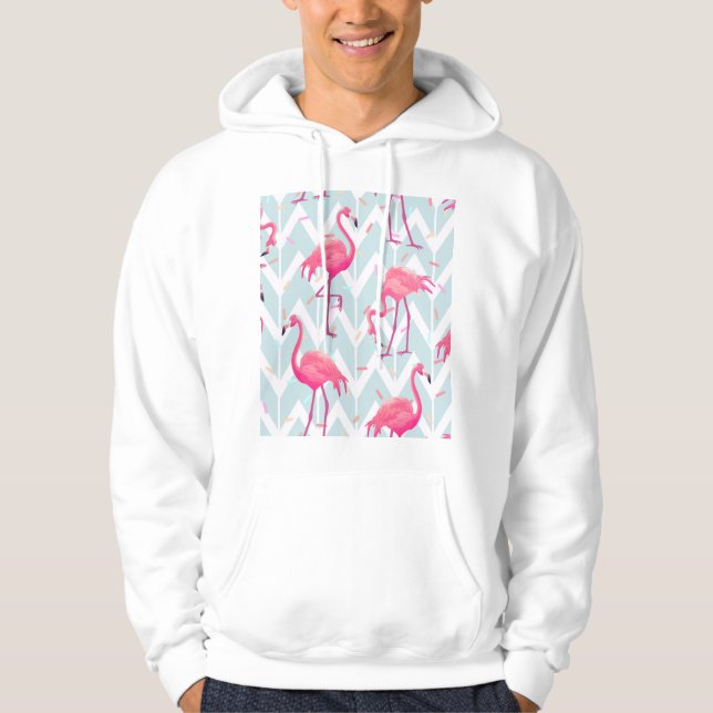 Sudadera Flamingos Gris claro: Vintage Tropical. (Anverso)