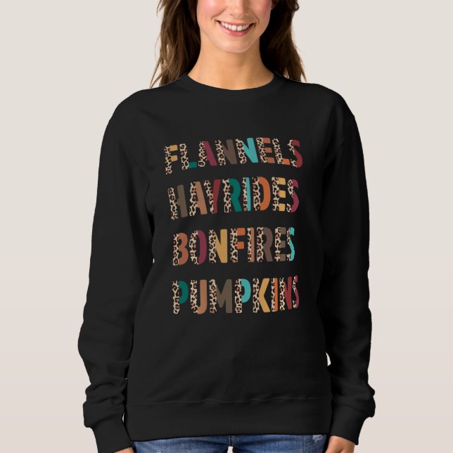 Sudadera Flanels Hayrides Bonfires Pumpkins Boho Leopard F (Anverso)