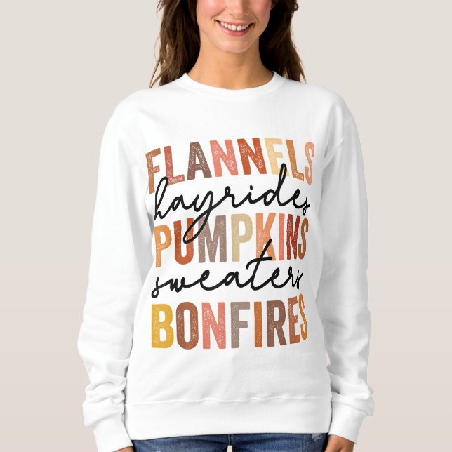 Sudadera Flanels Hayrides Pumpkins Dulces Vintage Bonfir (Anverso)