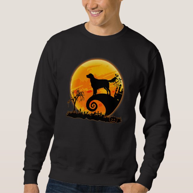Sudadera Flat Coated Retriever Dog And Moon  Dog Halloween (Anverso)