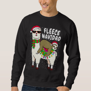Sudadera Fleece Feliz Navidad Sloth Riding Llama Navidades