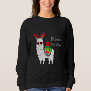 Sudadera Fleece Navidad Feliz Llama Cute Alpaca Navidades F