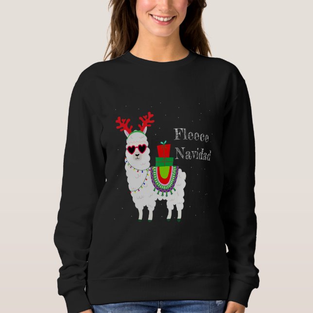 Sudadera Fleece Navidad Feliz Llama Cute Alpaca Navidades F (Anverso)