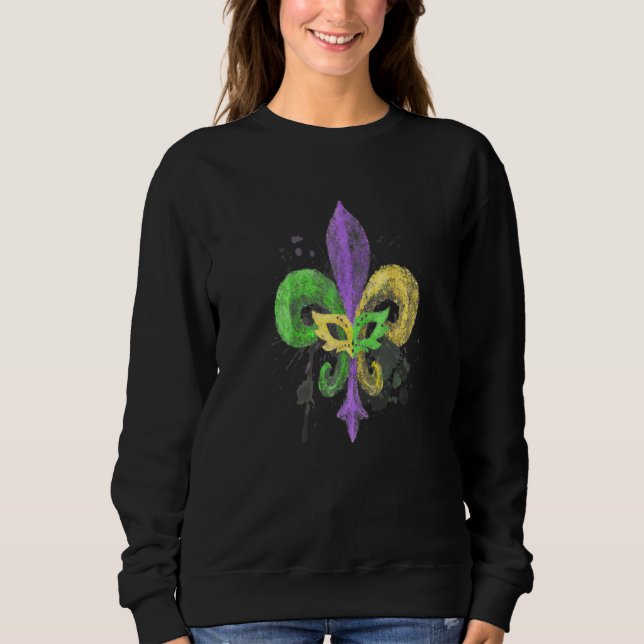 Sudadera Fleur De Lis Única Dibujada a Mano Carnaval de Mar (Anverso)