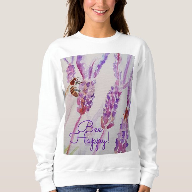Sudadera Flor acuática de Lavender Bee Happy Herb (Anverso)