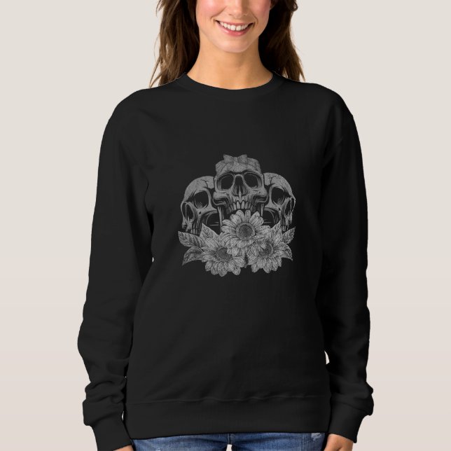Sudadera Flor amarilla florista artística Skull Sunflowe (Anverso)