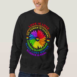 Sudadera Flor arco iris humano negro vive ciencia de derech