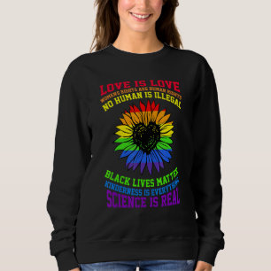 Sudadera Flor arco iris humano negro vive ciencia de derech