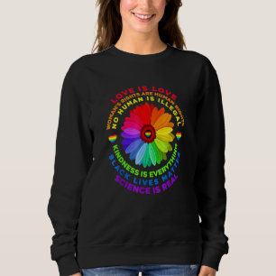 Sudadera Flor arco iris humano negro vive ciencia de derech
