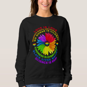 Sudadera Flor arco iris humano negro vive ciencia de derech