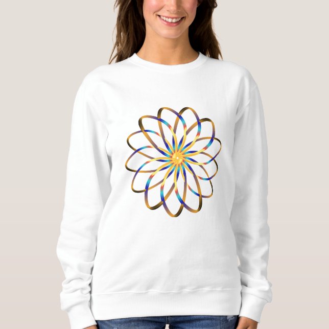 Sudadera flor blu abstracta (Anverso)
