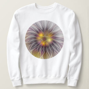 Sudadera Flor Colorida Luminosa, Fractal Moderno Abstracto