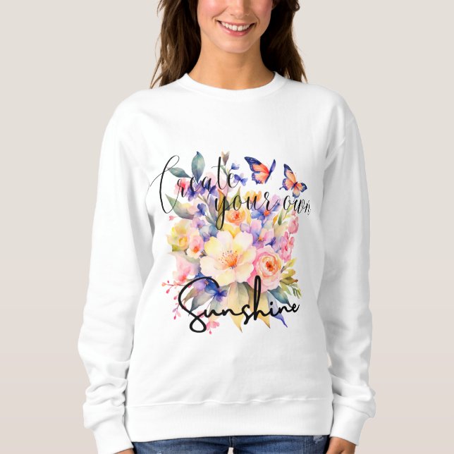 Sudadera Flor de acuarela con mariposas (Anverso)