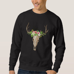 Sudadera Flor De Boho Cow Skull Para Mujeres Hombres Mamá Y