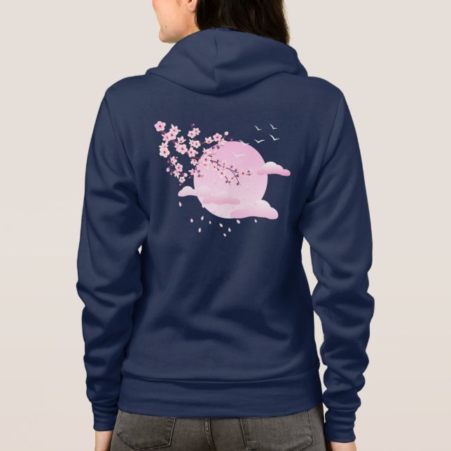 Sudadera Flor de cerezo rosado Dusky Luna Blanca (Reverso)