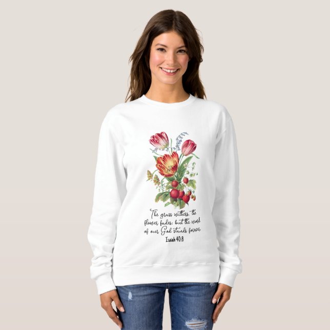 Sudadera Flor De Flor De Hierro De Dios Verso De Biblia (Anverso completo)