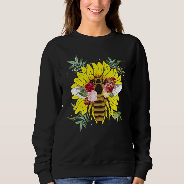 Sudadera Flor de flores de jardín botánico de Bee Insect Su (Anverso)