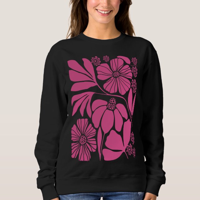 Sudadera Flor de flores silvestres Negro Nalga neutra Botán (Anverso)