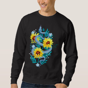 Sudadera Flor de girasol azul de serpiente estética