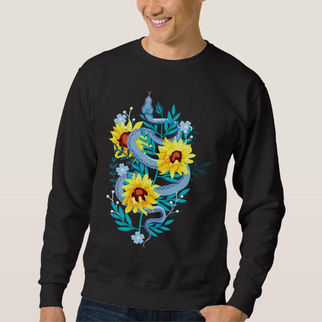 Sudadera Flor de girasol azul de serpiente estética (Anverso)