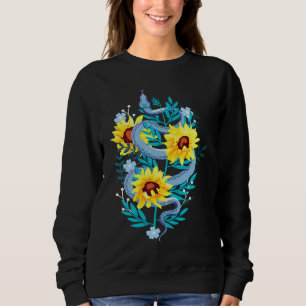 Sudadera Flor de girasol azul de serpiente estética