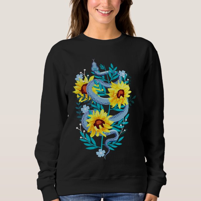 Sudadera Flor de girasol azul de serpiente estética (Anverso)