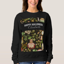 Sudadera Flor de hongo de planta de cráneo Halloween abstra