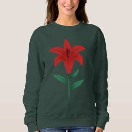 Sudadera Flor de lirio rojo diseño botánico moderno plano