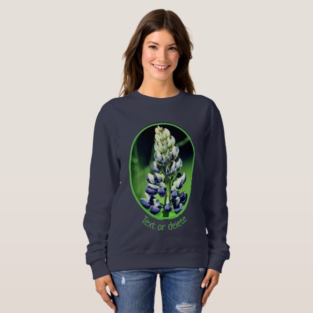 Sudadera Flor de Lupina Púrpura Única Personalizada (Anverso completo)