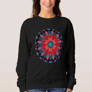 Sudadera Flor de paz Mandala Patrón floral Azul Rojo