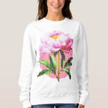 Flor de peonía rosa con puntos en mosaico