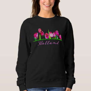 Sudadera Flor de tulipán de color de agua holandesa Chica f