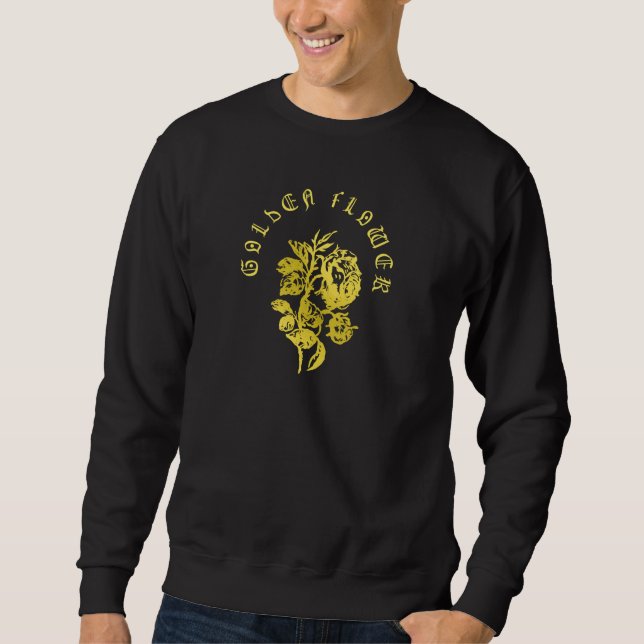 Sudadera Flor Dorada – Diseño de Lujo de Estilo Bordado (Anverso)