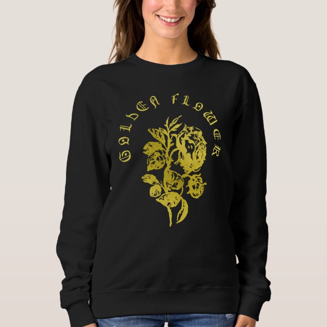 Sudadera Flor Dorada – Diseño de Lujo Estilo Bordado (Anverso)