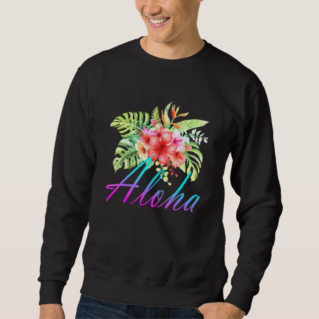 Sudadera Flor Hawai de las islas Hawai de Aloha (Anverso)