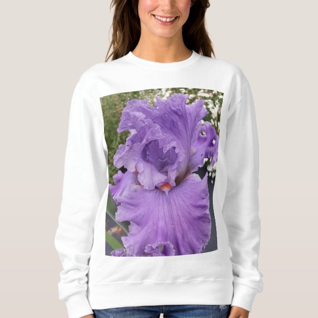 Sudadera Flor Iris Flores Púrpura Lavanda Lila Floral (Anverso)