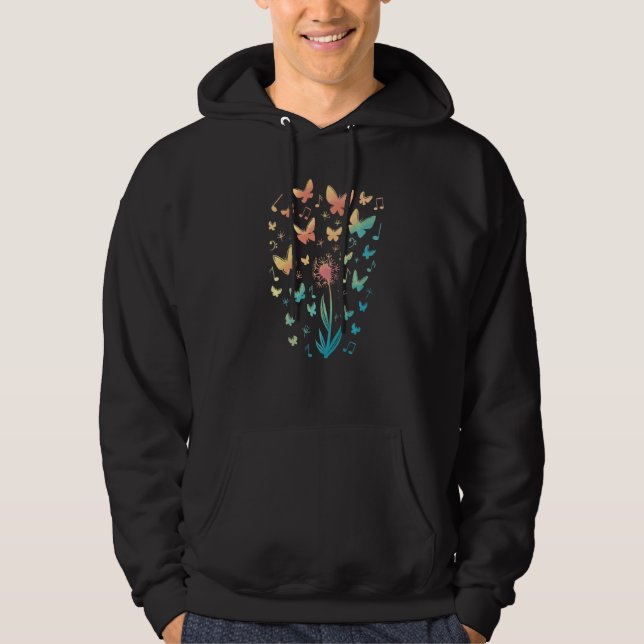 Sudadera Flor Música Mariposas Notas Musicales Naturaleza (Anverso)